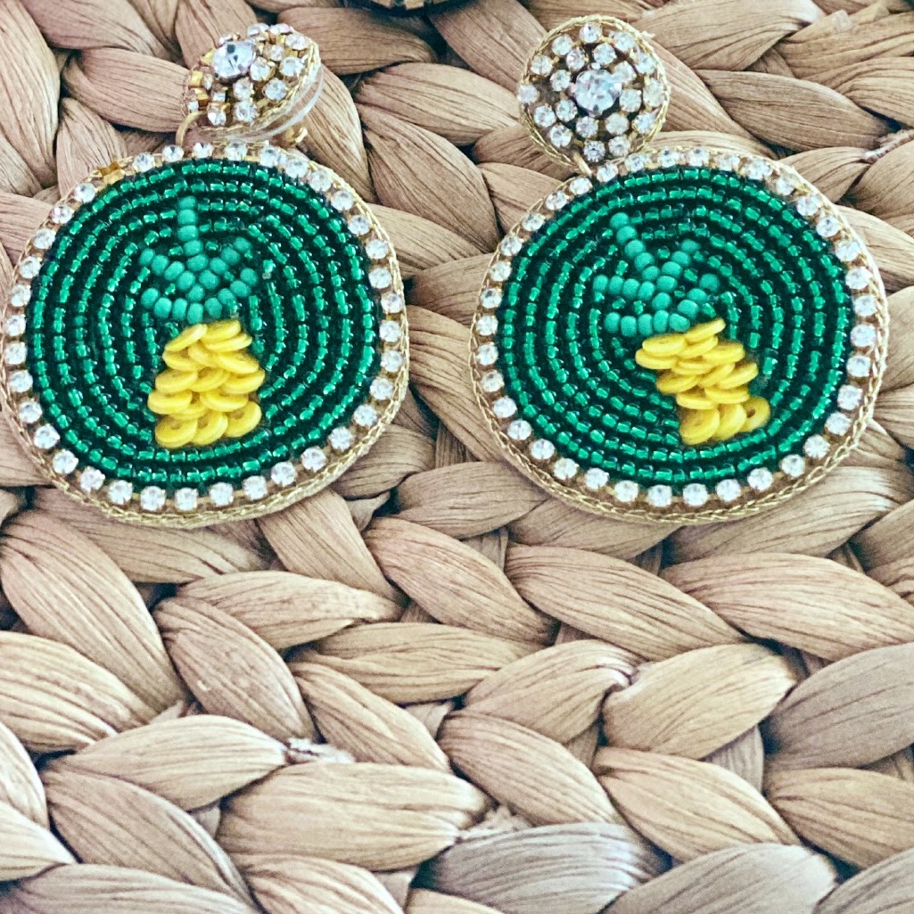 Beaded Pineapple Dangle Earrings 12$